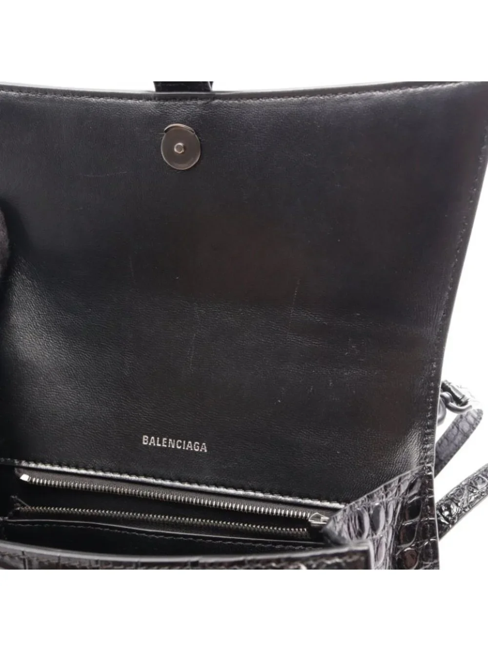 Balenciaga Hour Glass Small Croco Handbag